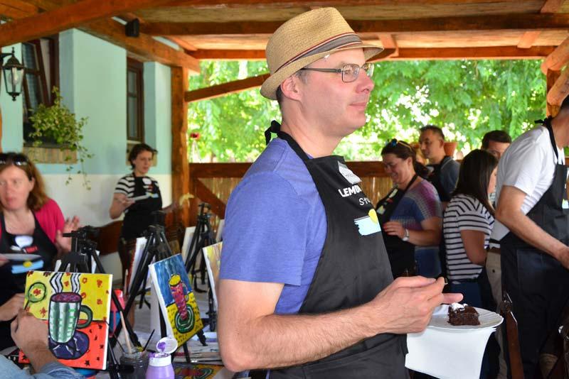 Thomas Lubeck at an IFC Belgrade team building painting workshop. 2017, Lake of Palic.