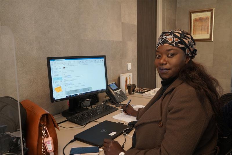 Nogaye at her desk in Rabat office.