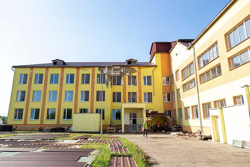 A school being repaired in the Kyiv region.