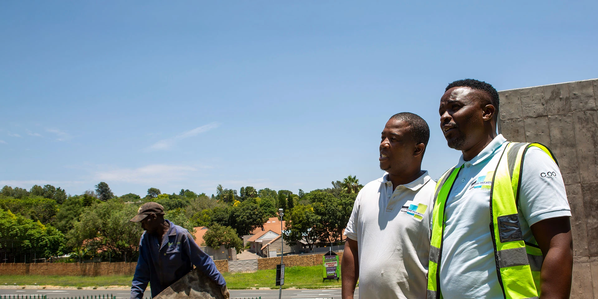 Scelo O'neil and Senzo Kevin during the construction of toilets by Eco Nars projects at a park in Sandton, Johannesburg, South Africa, Friday, 31, Jan 2020.Photo/Karel Prinsloo/IFC